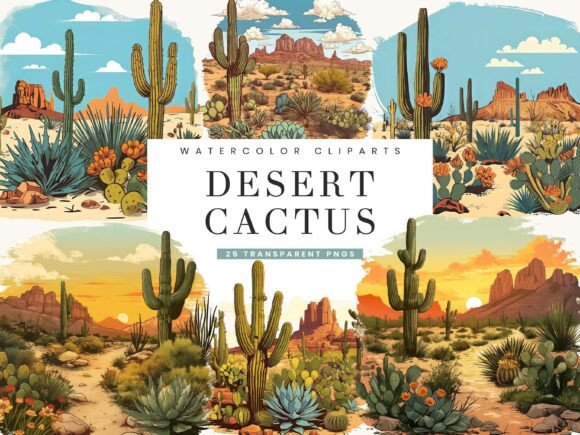Download Watercolor Desert Cactus Clipart Bundle - Premium Resources